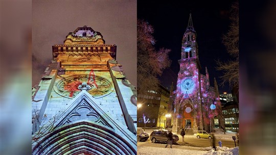 Une projection lumineuse diffusée sur la façade de l'église Saint-Mathieu les 13 et 14 mars